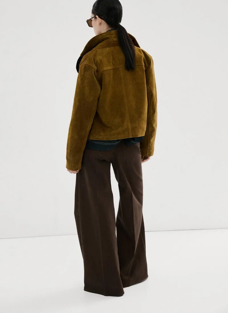 MANGO High-waisted wide leg jeans